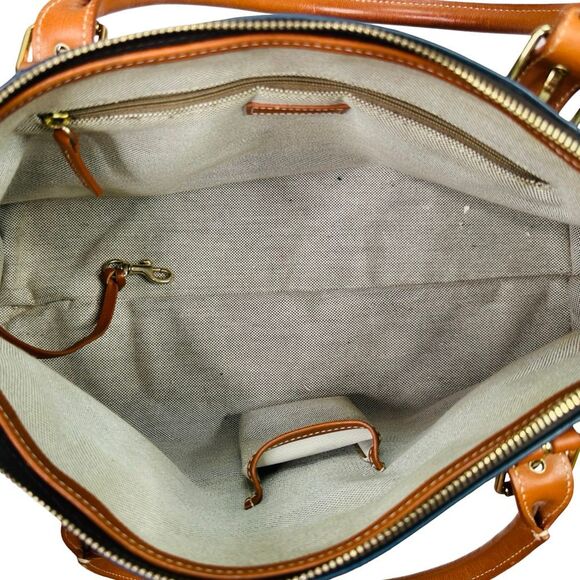 Dooney & Bourke Navy Blue Pebbled Leather Satchel - 14.5” x 8.5” x 5.25” - Picture 3 of 11